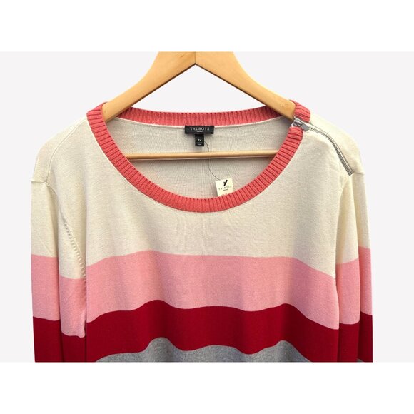 NWT Talbots Plus Size 3X Multicolor Striped Knit Sweater Fallcore Preppy Casual - Picture 2 of 6